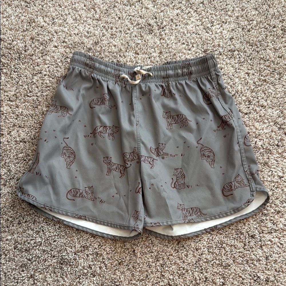Rylee Cru Pool Blue  Tiger Print Swim Shorts